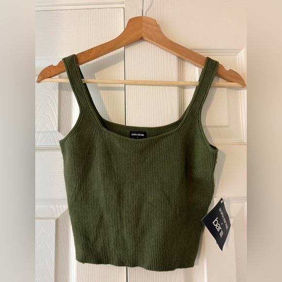 Bar III Olive Green Ribbed Tank Top - Picture 1 of 3